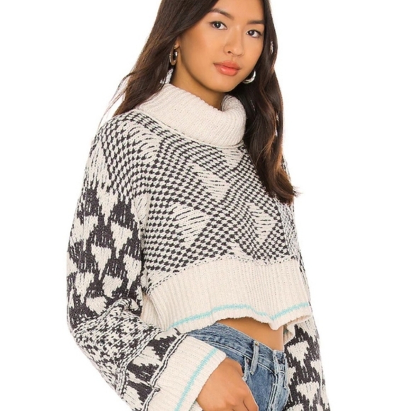 Free People Sweaters - Free People Jupiter Pullover Turtleneck Sweater Falling Waters Combo Sm Md NWT